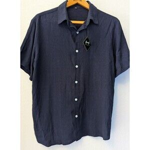 HOOYI Mens Shirt Size Small Button Up Dark Blue NWT (716m)